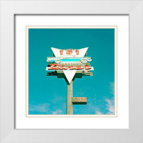 101 Diner White Modern Wood Framed Art Print with Double Matting by Dvorak, Vicki