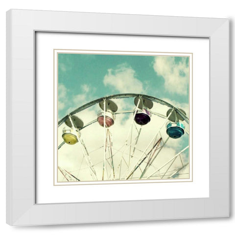 Retro Farris Wheel White Modern Wood Framed Art Print with Double Matting by Dvorak, Vicki