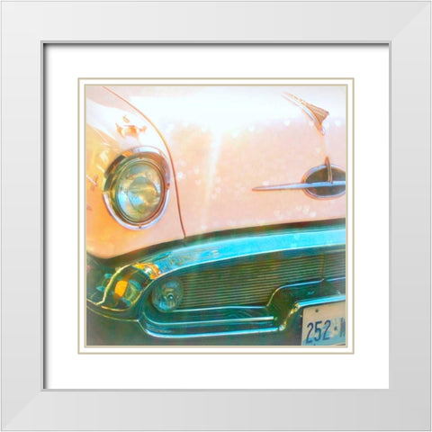 Pink Car White Modern Wood Framed Art Print with Double Matting by Dvorak, Vicki