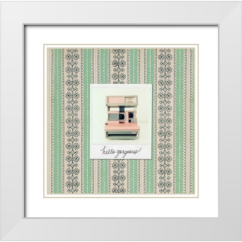 Hello Gorgeous Polaroid White Modern Wood Framed Art Print with Double Matting by Dvorak, Vicki
