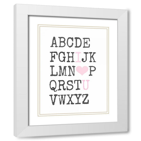 Love You Text White Modern Wood Framed Art Print with Double Matting by Dvorak, Vicki