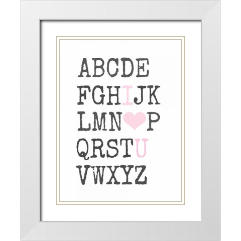 Love You Text White Modern Wood Framed Art Print with Double Matting by Dvorak, Vicki
