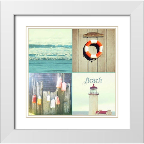 Ocean Blue BEACH White Modern Wood Framed Art Print with Double Matting by Dvorak, Vicki