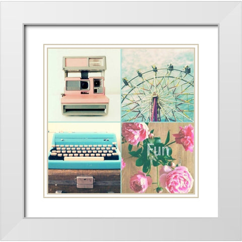Ferris Wheel and Peonies Fun White Modern Wood Framed Art Print with Double Matting by Dvorak, Vicki