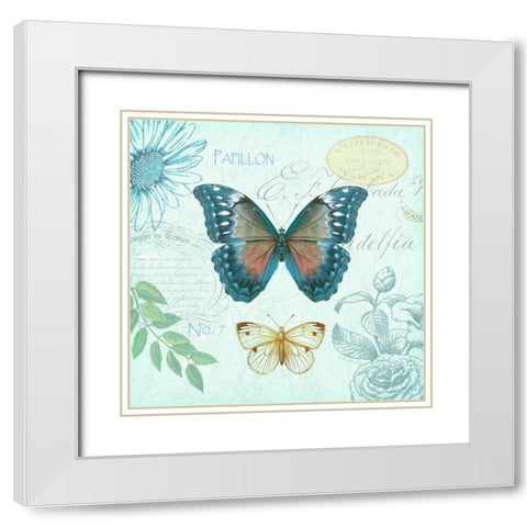 Butterflies and Botanical 1 White Modern Wood Framed Art Print with Double Matting by James, Christopher