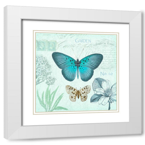 Butterflies and Botanical 2 White Modern Wood Framed Art Print with Double Matting by James, Christopher