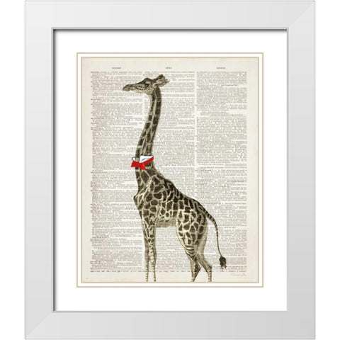 Dapper Giraffe White Modern Wood Framed Art Print with Double Matting by James, Christopher