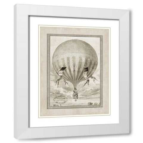 Balloon Over The Countryside White Modern Wood Framed Art Print with Double Matting by James, Christopher