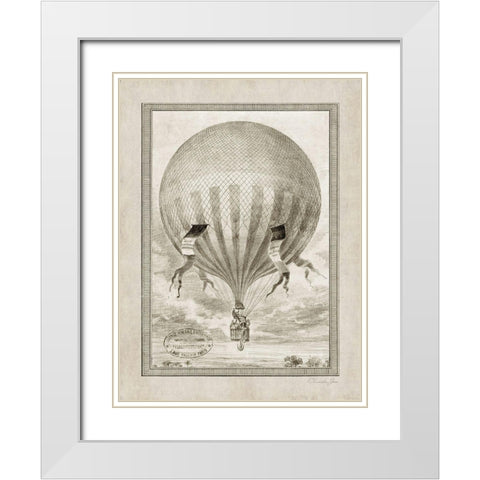 Balloon Over The Countryside White Modern Wood Framed Art Print with Double Matting by James, Christopher