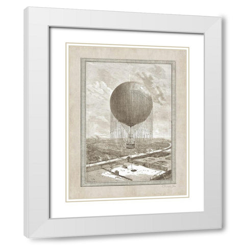 Balloon Over The Seine White Modern Wood Framed Art Print with Double Matting by James, Christopher