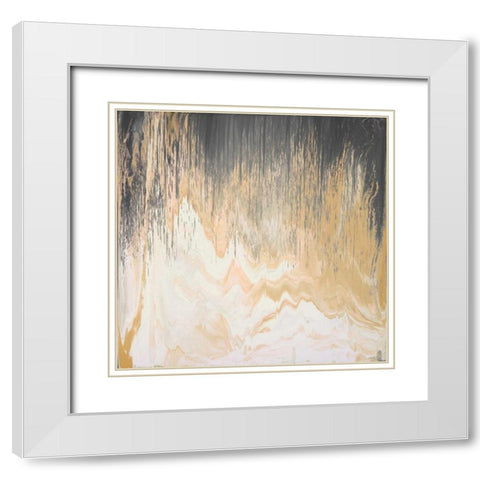Abstracted Chevron Yellow White Modern Wood Framed Art Print with Double Matting by Bering, Blakely