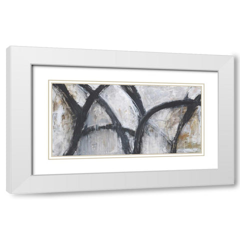 ABSTRACT STROKES White Modern Wood Framed Art Print with Double Matting by Hutton