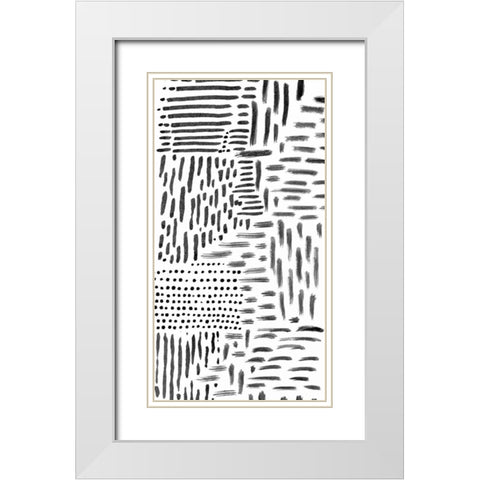 Black and White Marking 1 White Modern Wood Framed Art Print with Double Matting by Hutton