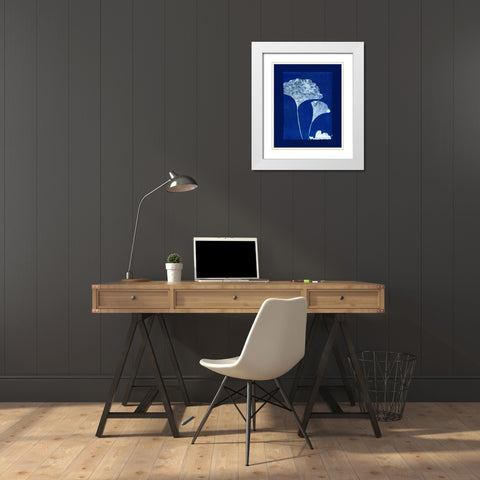 Cyanotype Ginko White Modern Wood Framed Art Print with Double Matting by Zamudio, Dan