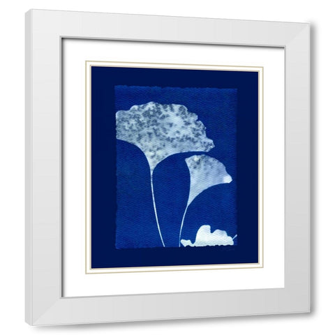 Cyanotype Ginko White Modern Wood Framed Art Print with Double Matting by Zamudio, Dan
