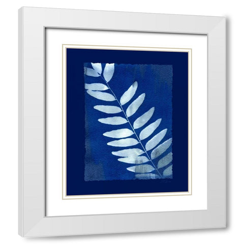 Cyanotype Fern White Modern Wood Framed Art Print with Double Matting by Zamudio, Dan