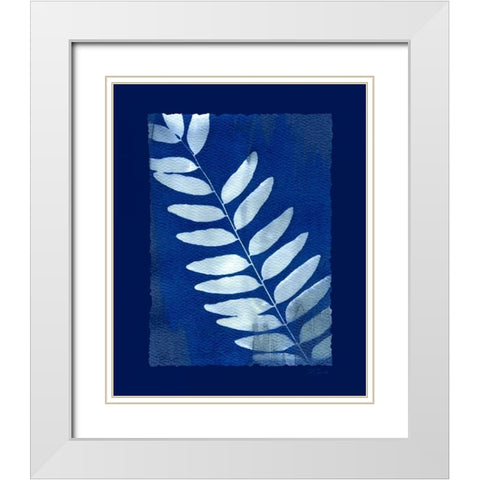 Cyanotype Fern White Modern Wood Framed Art Print with Double Matting by Zamudio, Dan