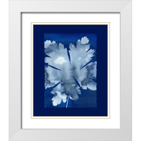 Cyanotype Leaf White Modern Wood Framed Art Print with Double Matting by Zamudio, Dan