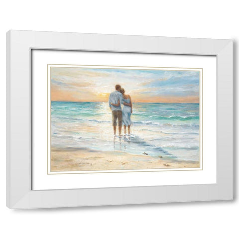 Seaside Sunset White Modern Wood Framed Art Print with Double Matting by Wallis, Karen
