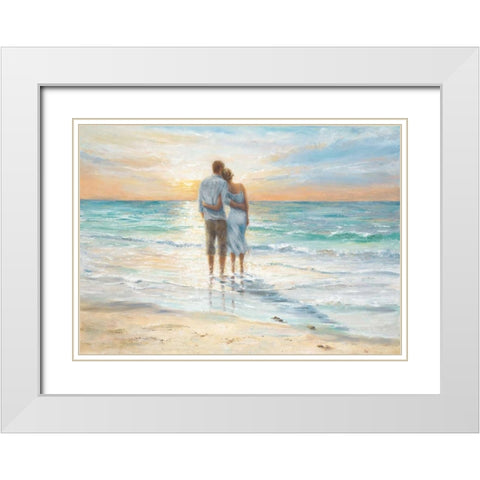 Seaside Sunset White Modern Wood Framed Art Print with Double Matting by Wallis, Karen