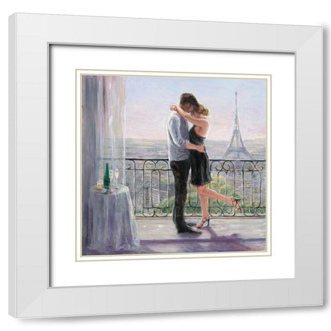Paris Morning Romance White Modern Wood Framed Art Print with Double Matting by Wallis, Karen