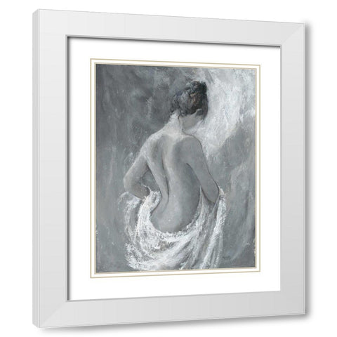 Draped Figure 1 White Modern Wood Framed Art Print with Double Matting by Wallis, Karen