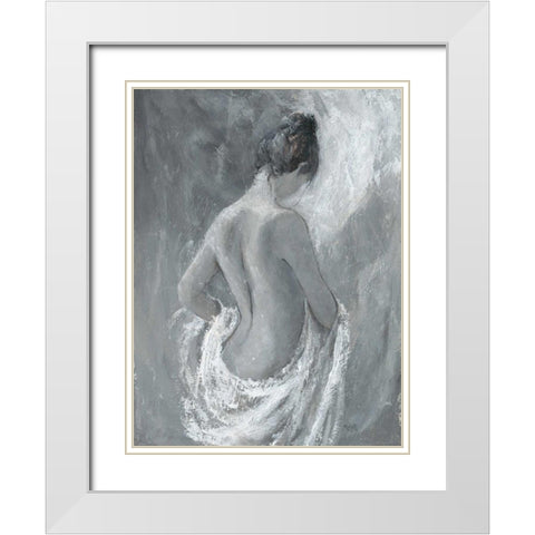 Draped Figure 1 White Modern Wood Framed Art Print with Double Matting by Wallis, Karen