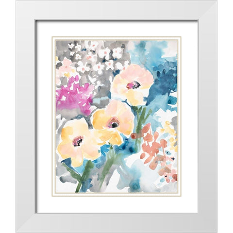 Bright Bouquet 2 White Modern Wood Framed Art Print with Double Matting by Swartz, Megan