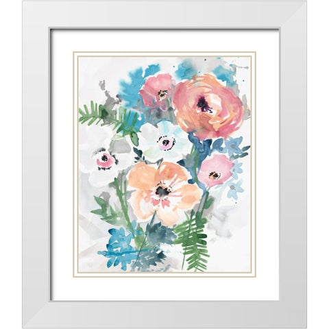 Bright Bouquet 3 White Modern Wood Framed Art Print with Double Matting by Swartz, Megan