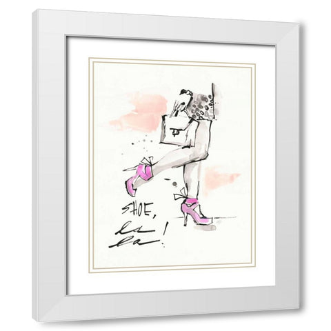 Shoes la la White Modern Wood Framed Art Print with Double Matting by Swartz, Megan
