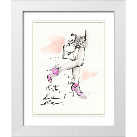 Shoes la la White Modern Wood Framed Art Print with Double Matting by Swartz, Megan