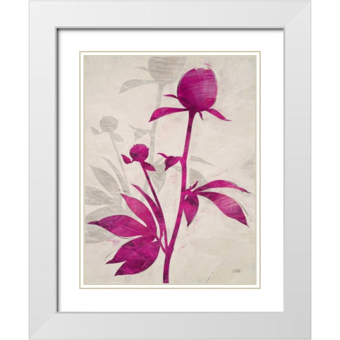 First Peony 1 White Modern Wood Framed Art Print with Double Matting by IVO