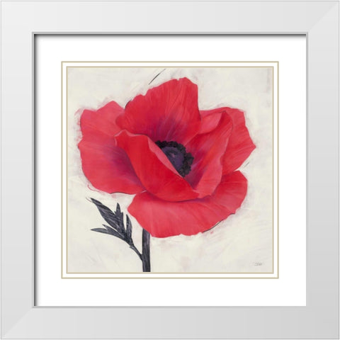 Jubilant Poppy White Modern Wood Framed Art Print with Double Matting by Stoyanov, Ivo