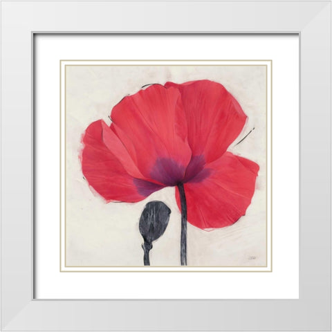 Joyous Poppy White Modern Wood Framed Art Print with Double Matting by Stoyanov, Ivo