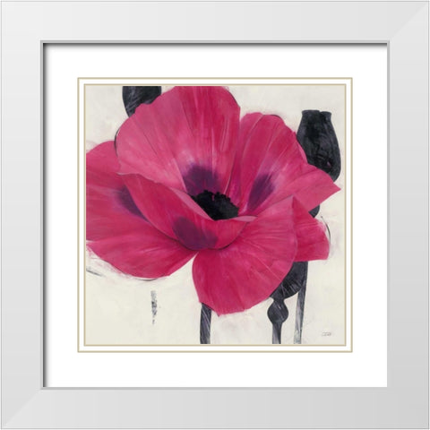 Elated Poppy White Modern Wood Framed Art Print with Double Matting by Stoyanov, Ivo