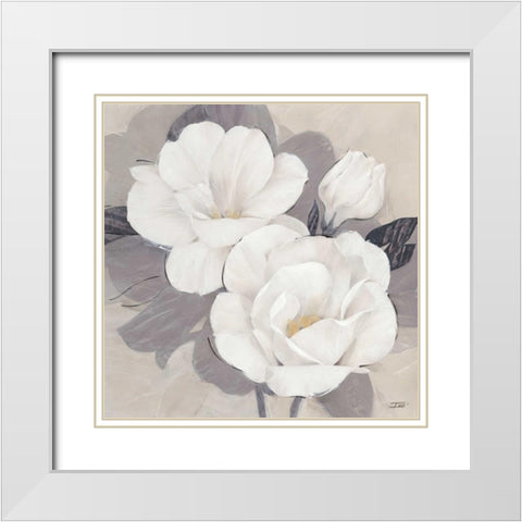 Unfolding Blossoms Detail 1 White Modern Wood Framed Art Print with Double Matting by Stoyanov, Ivo