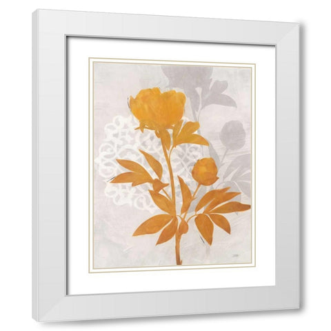 Amber Peony 2 White Modern Wood Framed Art Print with Double Matting by Stoyanov, Ivo