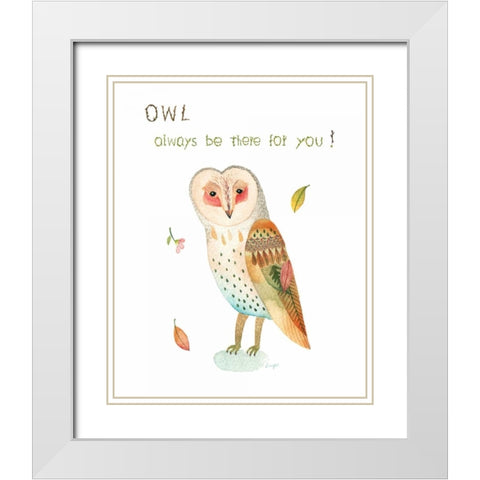 Owl Always Be There For You White Modern Wood Framed Art Print with Double Matting by Lings Workshop