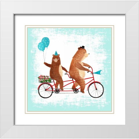 Bicycle Built For Bears White Modern Wood Framed Art Print with Double Matting by Lings Workshop