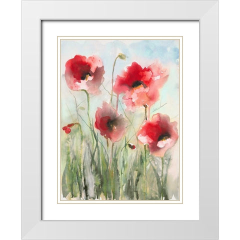 Field Poppies 2 White Modern Wood Framed Art Print with Double Matting by Johannesson, Karin