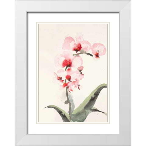 Morning Orchid 2 White Modern Wood Framed Art Print with Double Matting by Johannesson, Karen