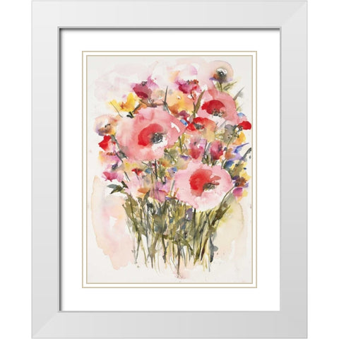 Karins Garden 4 White Modern Wood Framed Art Print with Double Matting by Johannesson, Karin