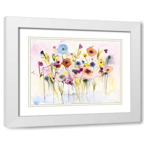 Junes Flowers White Modern Wood Framed Art Print with Double Matting by Johannesson, Karin