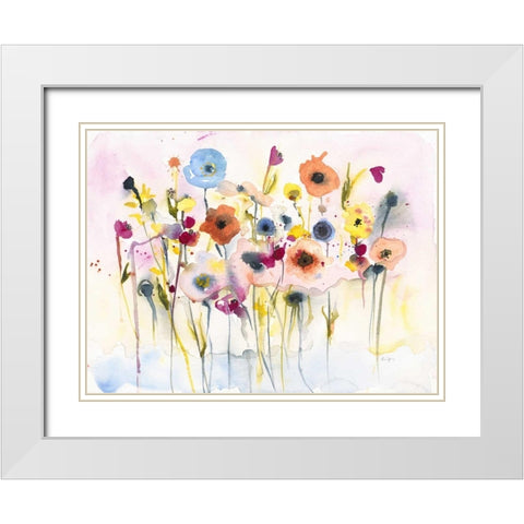 Junes Flowers White Modern Wood Framed Art Print with Double Matting by Johannesson, Karin