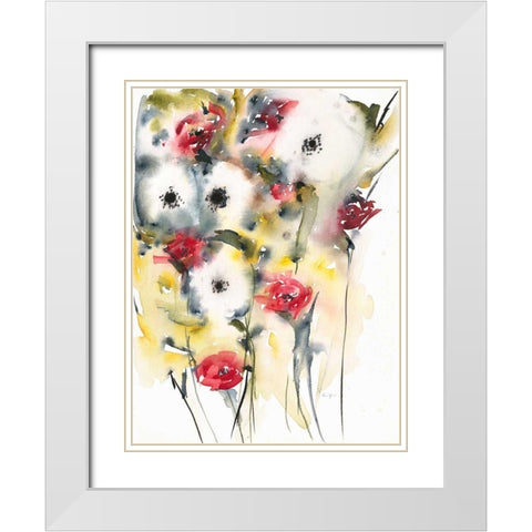 Flowering Posies White Modern Wood Framed Art Print with Double Matting by Johannesson, Karin