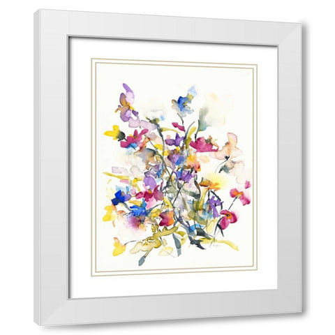 Tangled Pansies White Modern Wood Framed Art Print with Double Matting by Johannesson, Karin