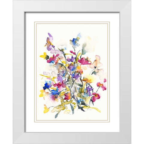 Tangled Pansies White Modern Wood Framed Art Print with Double Matting by Johannesson, Karin