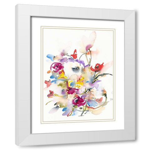 Cheerful Garden White Modern Wood Framed Art Print with Double Matting by Johannesson, Karin