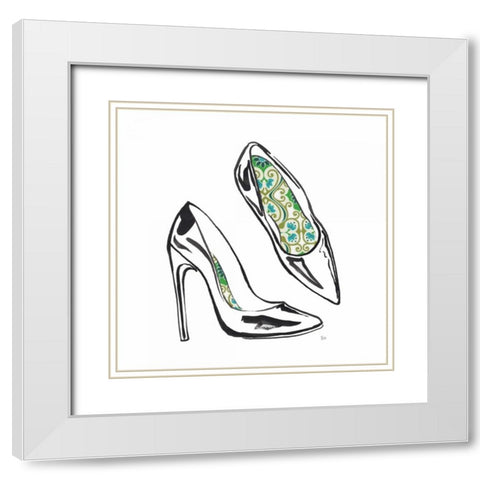 Vintage Designer Shoes White Modern Wood Framed Art Print with Double Matting by Sunflowerman