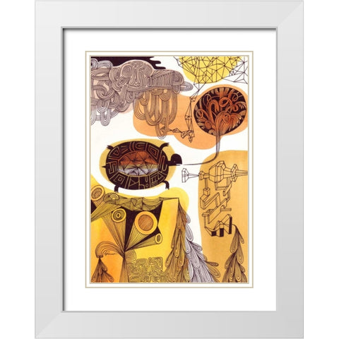 Doodle Turtle White Modern Wood Framed Art Print with Double Matting by Faust, Richard